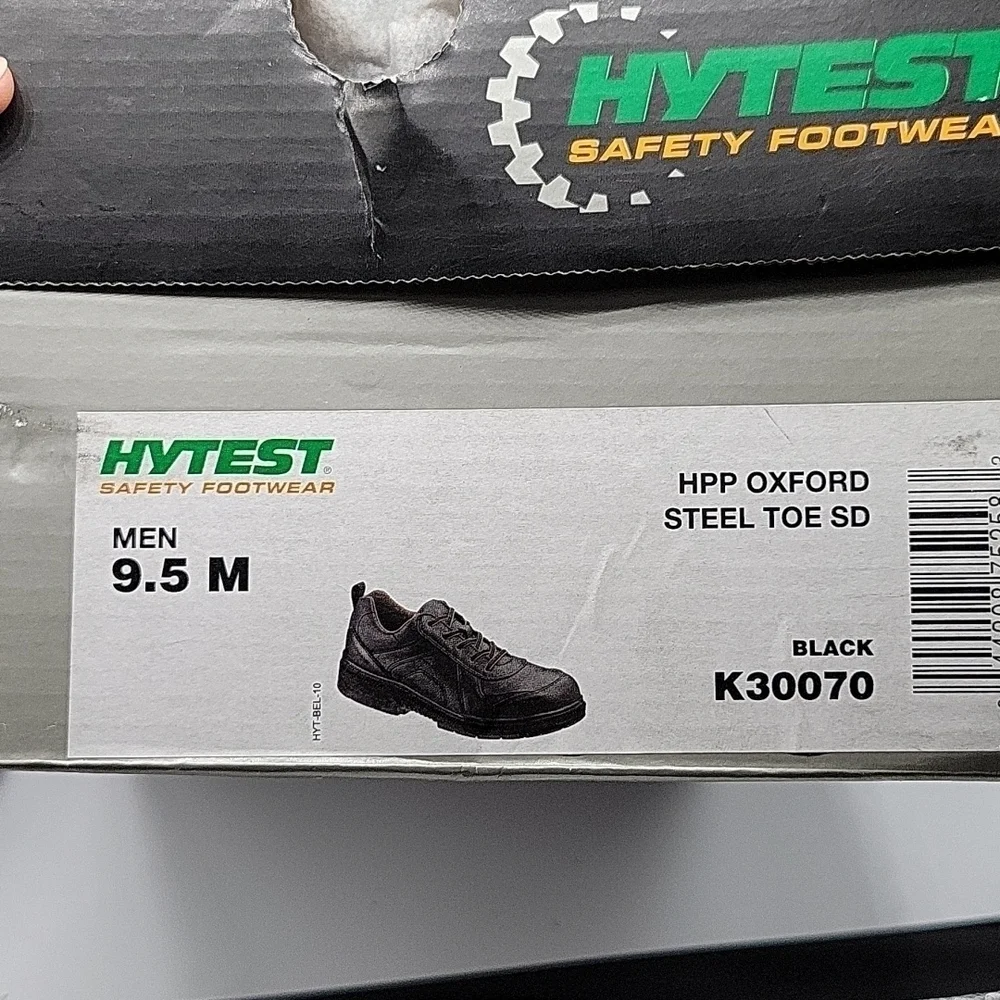 Hytest Hush Puppies Professional oxford steel toe Safety Shoe leather black 9.5